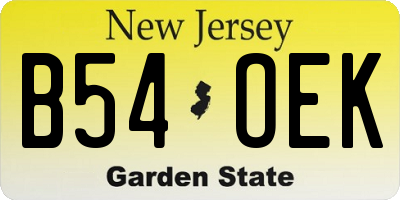 NJ license plate B54OEK