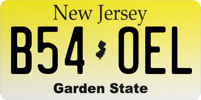 NJ license plate B54OEL