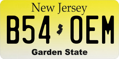 NJ license plate B54OEM