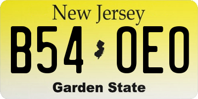 NJ license plate B54OEO