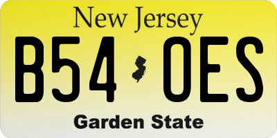 NJ license plate B54OES