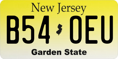 NJ license plate B54OEU