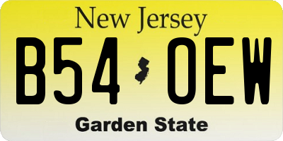 NJ license plate B54OEW