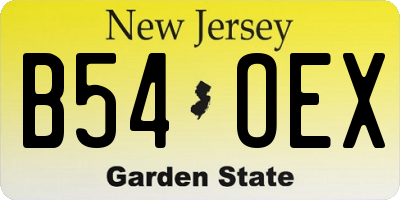 NJ license plate B54OEX