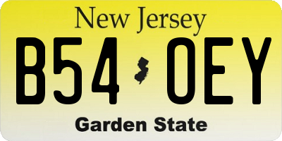 NJ license plate B54OEY