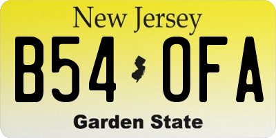 NJ license plate B54OFA
