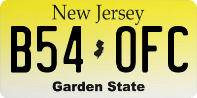 NJ license plate B54OFC
