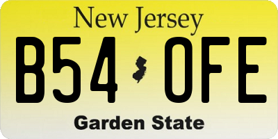 NJ license plate B54OFE