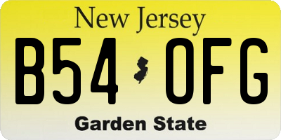 NJ license plate B54OFG