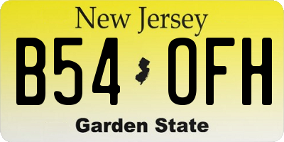 NJ license plate B54OFH