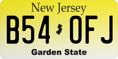 NJ license plate B54OFJ