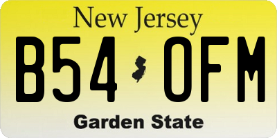 NJ license plate B54OFM