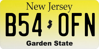 NJ license plate B54OFN
