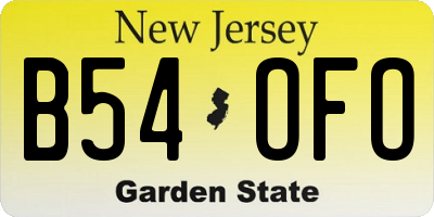 NJ license plate B54OFO