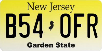 NJ license plate B54OFR