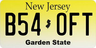 NJ license plate B54OFT