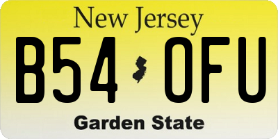 NJ license plate B54OFU