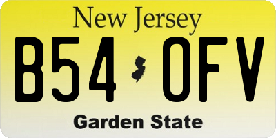 NJ license plate B54OFV