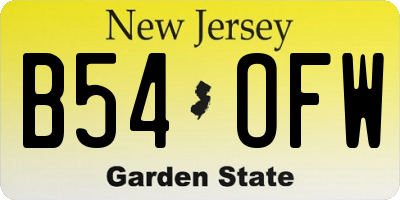 NJ license plate B54OFW