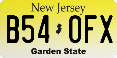 NJ license plate B54OFX