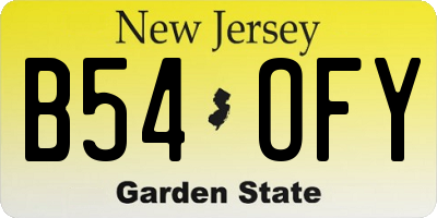 NJ license plate B54OFY