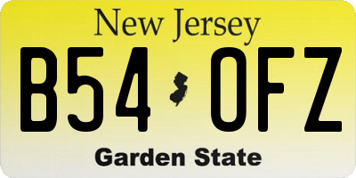 NJ license plate B54OFZ