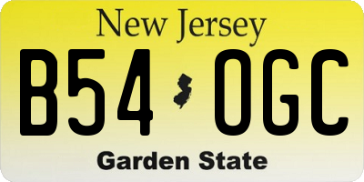 NJ license plate B54OGC