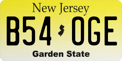 NJ license plate B54OGE