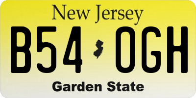 NJ license plate B54OGH