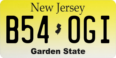 NJ license plate B54OGI