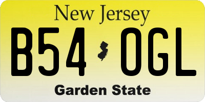 NJ license plate B54OGL