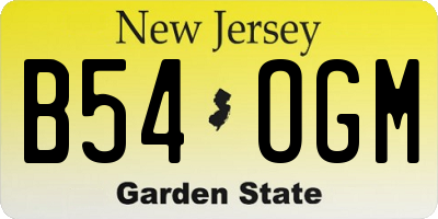 NJ license plate B54OGM