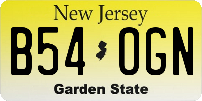 NJ license plate B54OGN