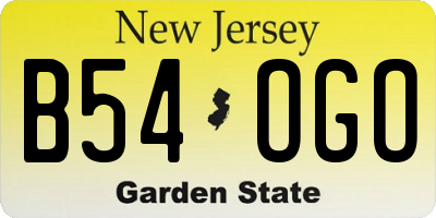 NJ license plate B54OGO