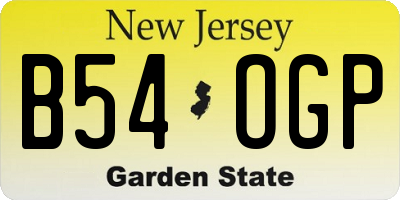 NJ license plate B54OGP