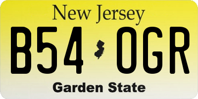 NJ license plate B54OGR