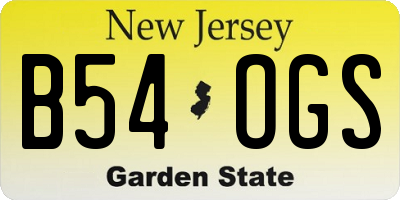 NJ license plate B54OGS