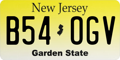 NJ license plate B54OGV