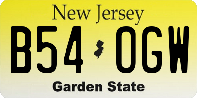 NJ license plate B54OGW