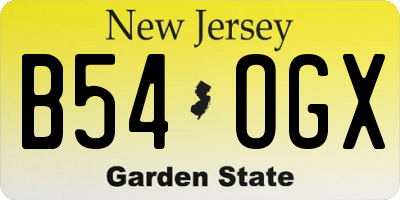 NJ license plate B54OGX