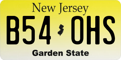NJ license plate B54OHS