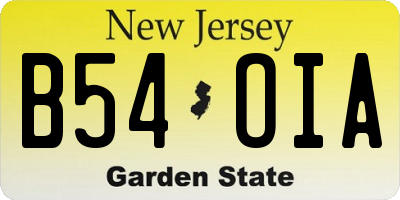 NJ license plate B54OIA