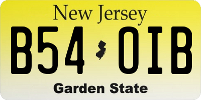 NJ license plate B54OIB