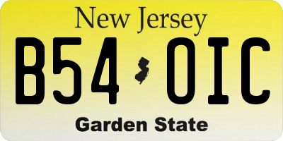 NJ license plate B54OIC