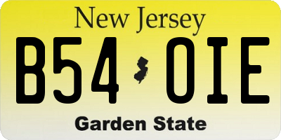 NJ license plate B54OIE