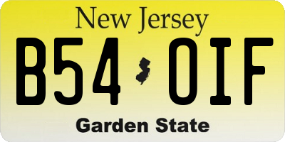NJ license plate B54OIF