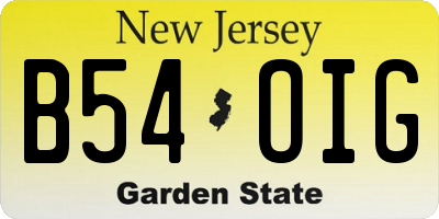 NJ license plate B54OIG