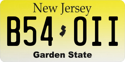 NJ license plate B54OII