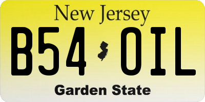 NJ license plate B54OIL