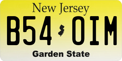 NJ license plate B54OIM